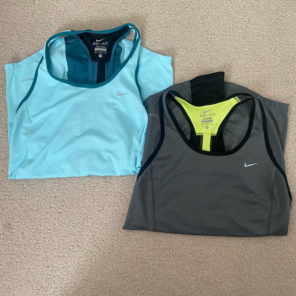 Nike Women's Tank Tops - Light Blue and Gray
